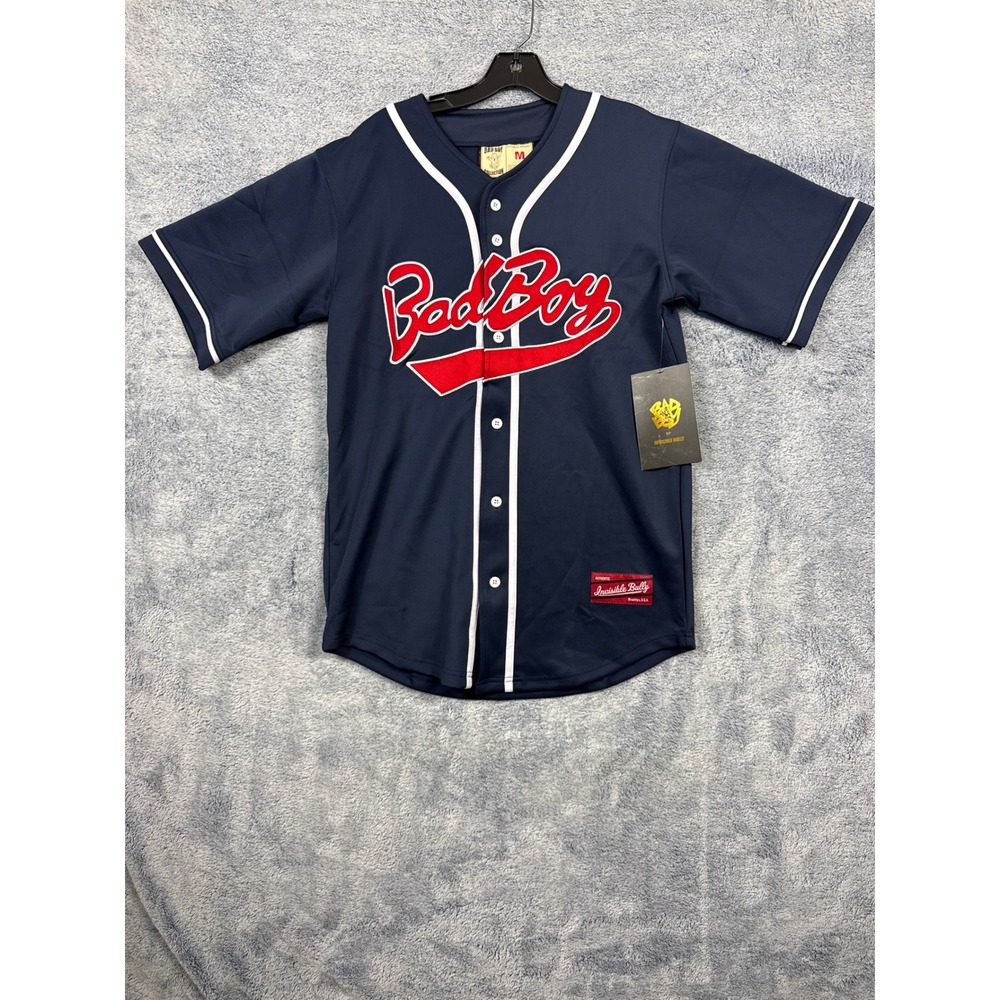 Invisible Bully Mens M Navy Baseball Jersey Biggie 72 Bad Boy Records Streetwear